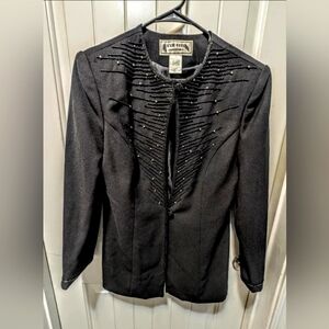 Vintage Maxie Klein Women's Jacket Black Beaded Size 10. Formal. Elegant Blazer
